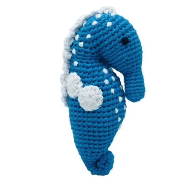 Baby Rattle – Soft toy Seahorse Blue