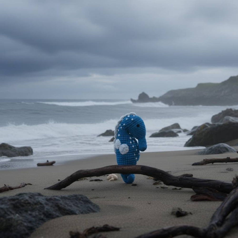 Baby Rattle – Soft toy Seahorse Blue