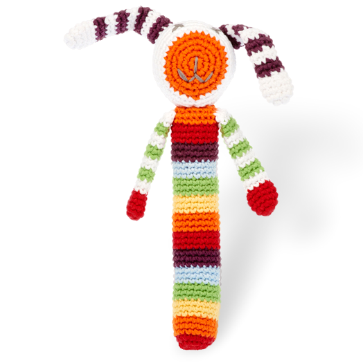 Stick rattle – bunny multi - Samana Living