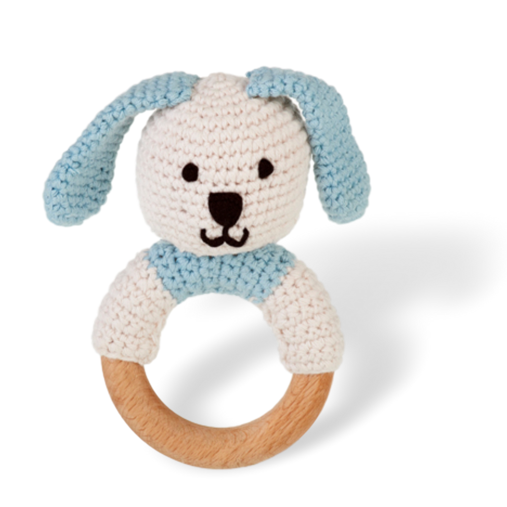 Wooden Ring Rattle Bunny - organic