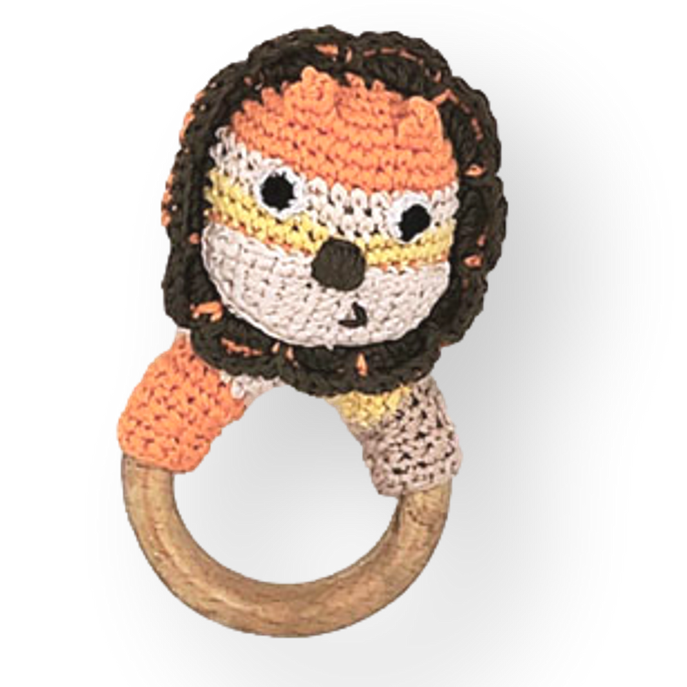 Wooden Ring Rattle Lion – organic